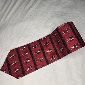 Barbara Blank Tie 100% Silk Santa Claus Christmas Holiday Festive‎ St. Nick Red